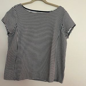 Ann Taylor black and white strips blouse